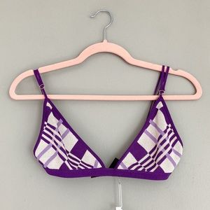 NWT Dodo Bar Or Argyle Pattern Purple Knit Bralette Bra Top